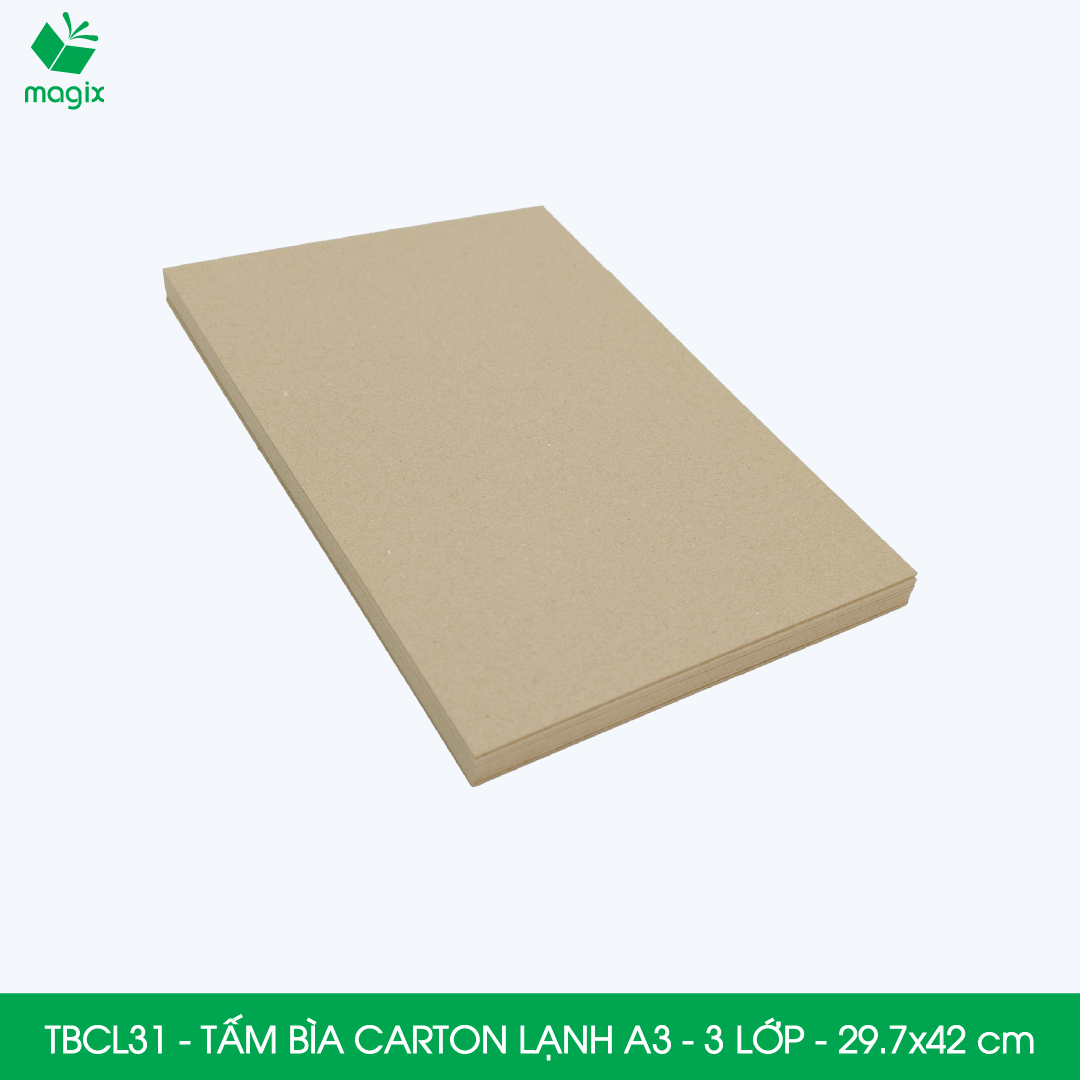 TBCL31 - A3 - Xấp 10 tấm bìa carton lạnh 3 lớp cho đóng gói, lót hộp, giữ form hàng, làm đồ handmade