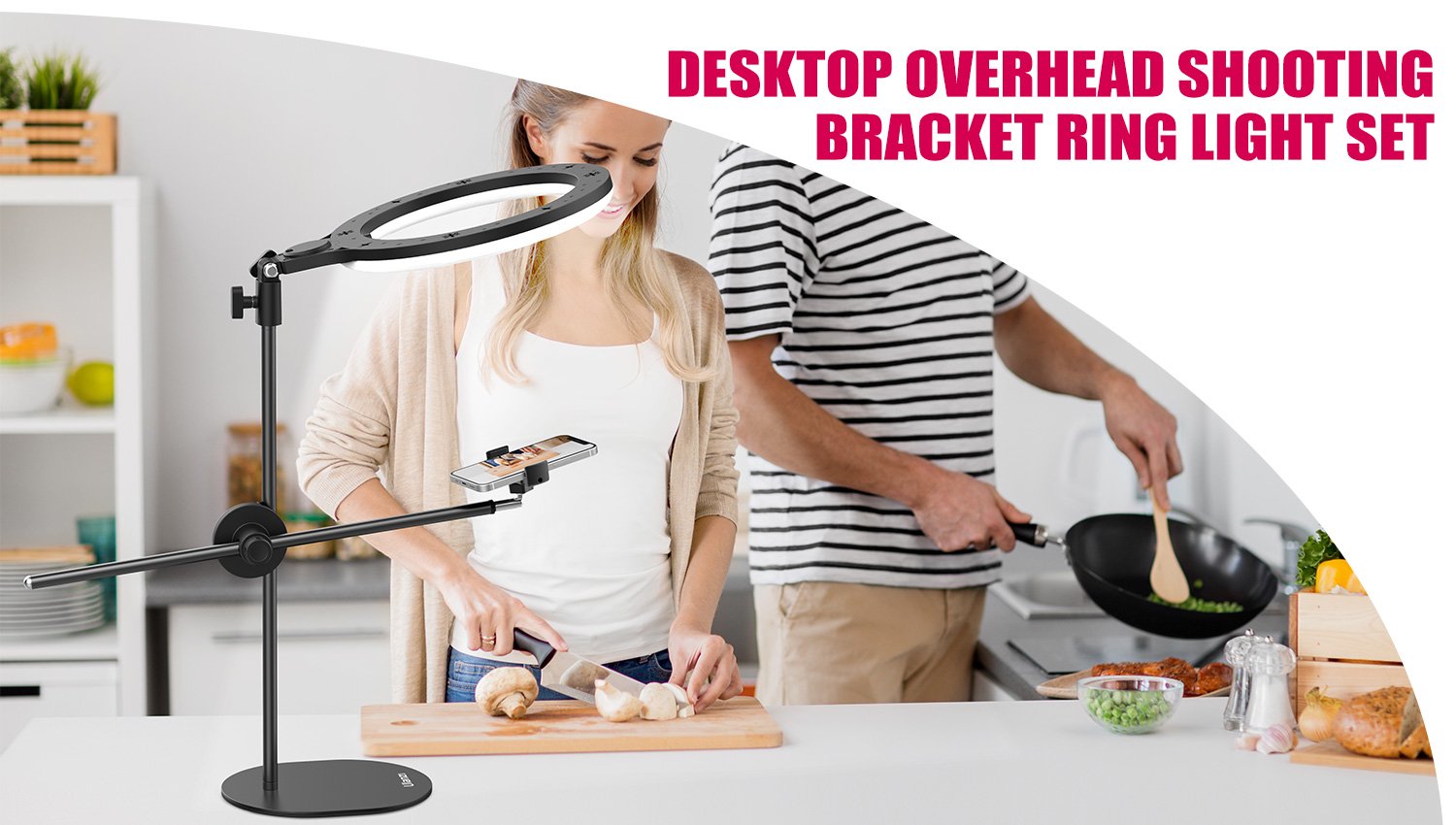 Ulanzi Desktop Overhead Shooting Bracket Ring Light Set - HÀNG CHÍNH HÃNG - Đèn LED để bàn