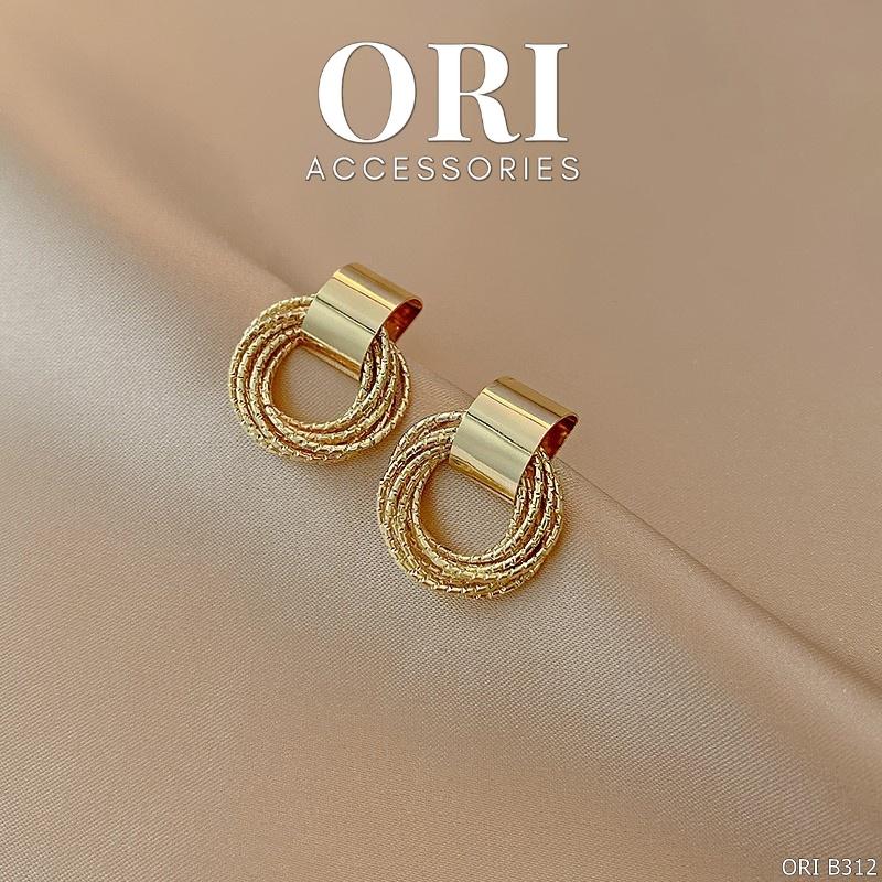 Bông tai nữ dáng nhỏ Gold CIrcles độc đáo sang trọng ORI ACCESSORIES B312