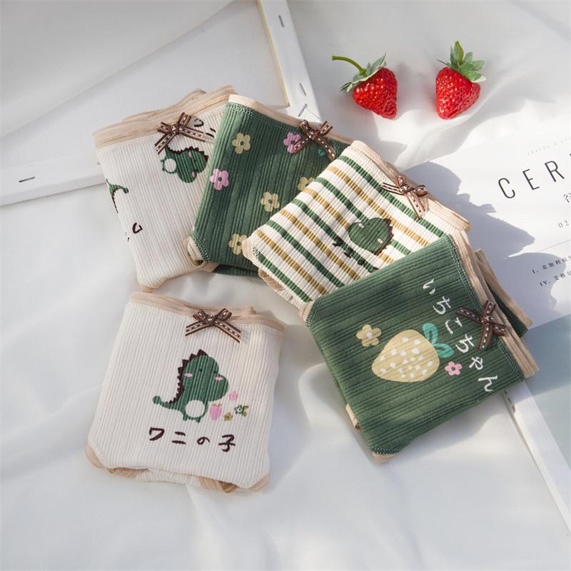 Quần Lót Nữ Cotton Siêu Thoáng Nâng Mông Dâu Khủng Long Xanh QL07
