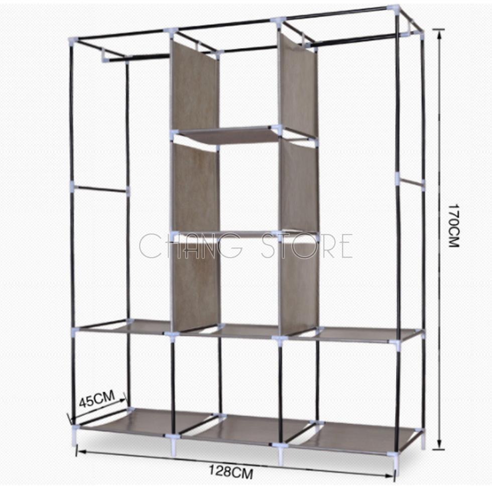 Tủ Vải Đựng Quần Áo 3D 3 Buồng 8 Ngăn Tiện Lợi