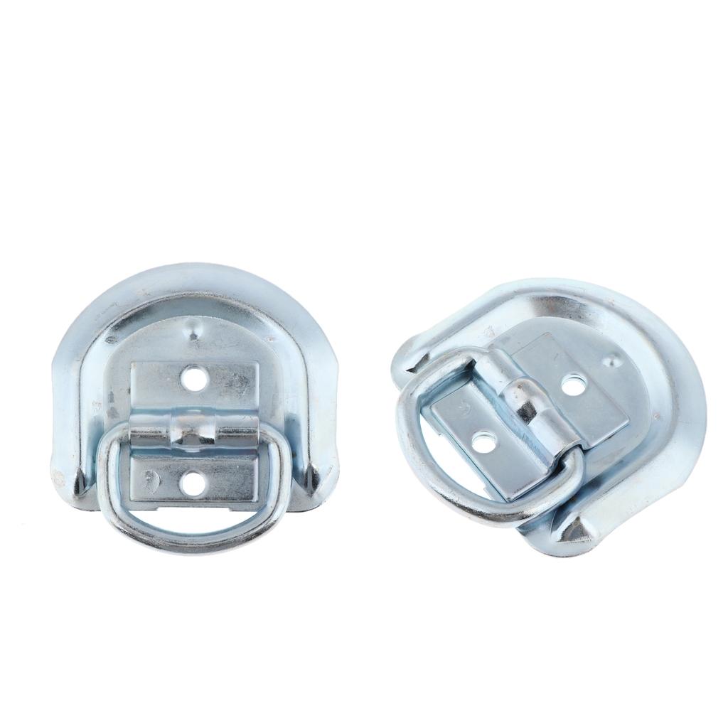 2x Trailers Auto D-Ring Tie Down Heavy Duty for Car Truck Parts Silver