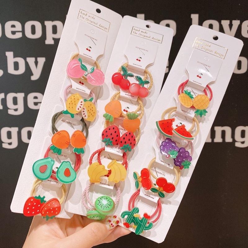 Set 10 dây cột tóc hình Trái Cây Xinh Xắn Cho Bé Gái hàng cao cấp