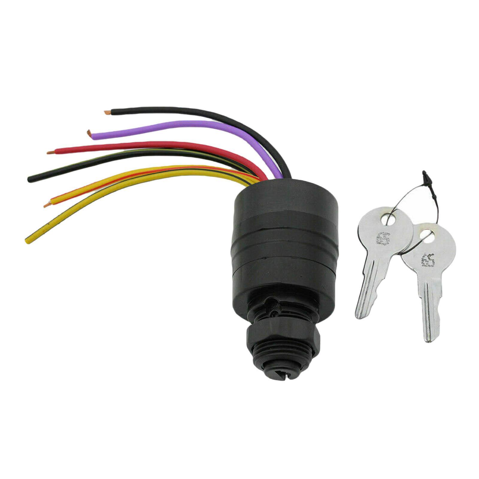 Ignition Key Switch, 3 Position Replacement 6 Wire Key Starter Switch Fit for Mercury Boat Part