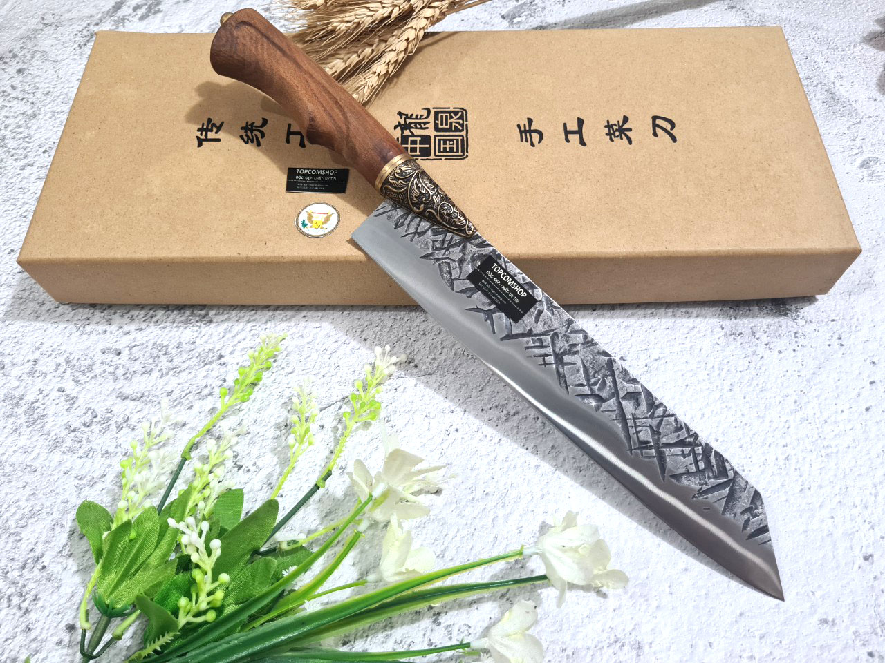 DAO BẾP - DAO THÁI HOA VĂN KHÂU ĐỒNG MÃ A3 DT157 NT topcomshop vn