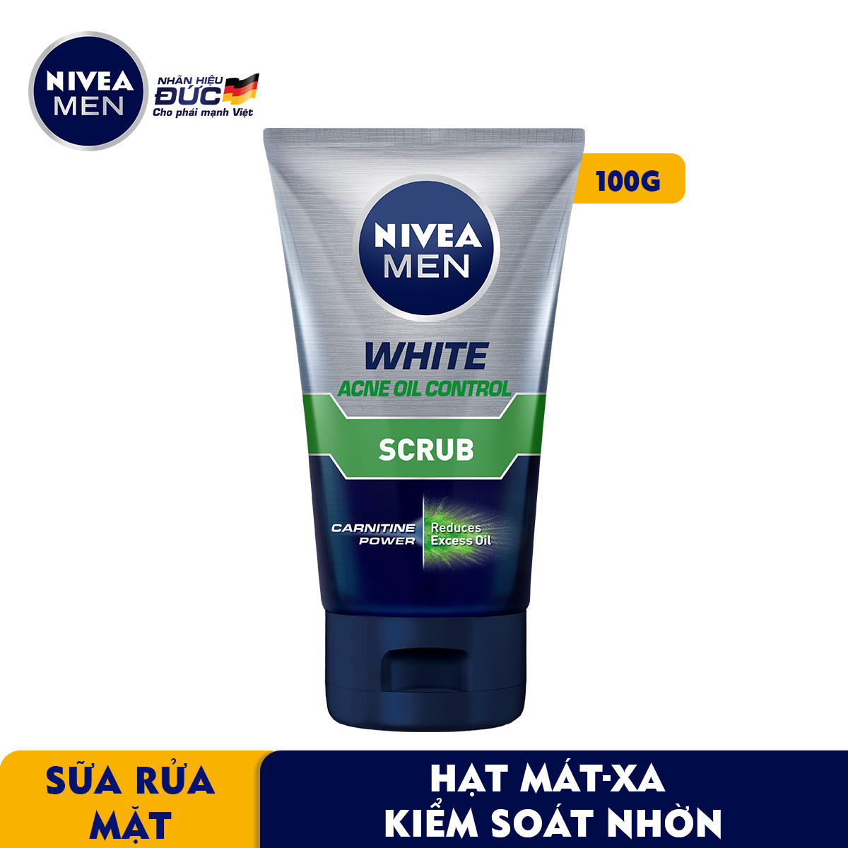 Sữa Rửa Mặt NIVEA MEN Chứa Hạt Mát-Xa Kiểm Soát Nhờn (100G) - 84428