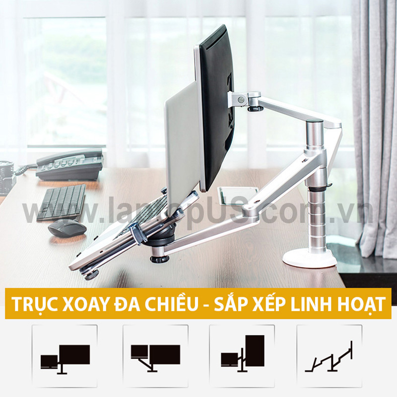 OA-7X Giá Treo Đôi Màn Hình Và Laptop Hợp Kim Nhôm Phân Khúc Cao Cấp