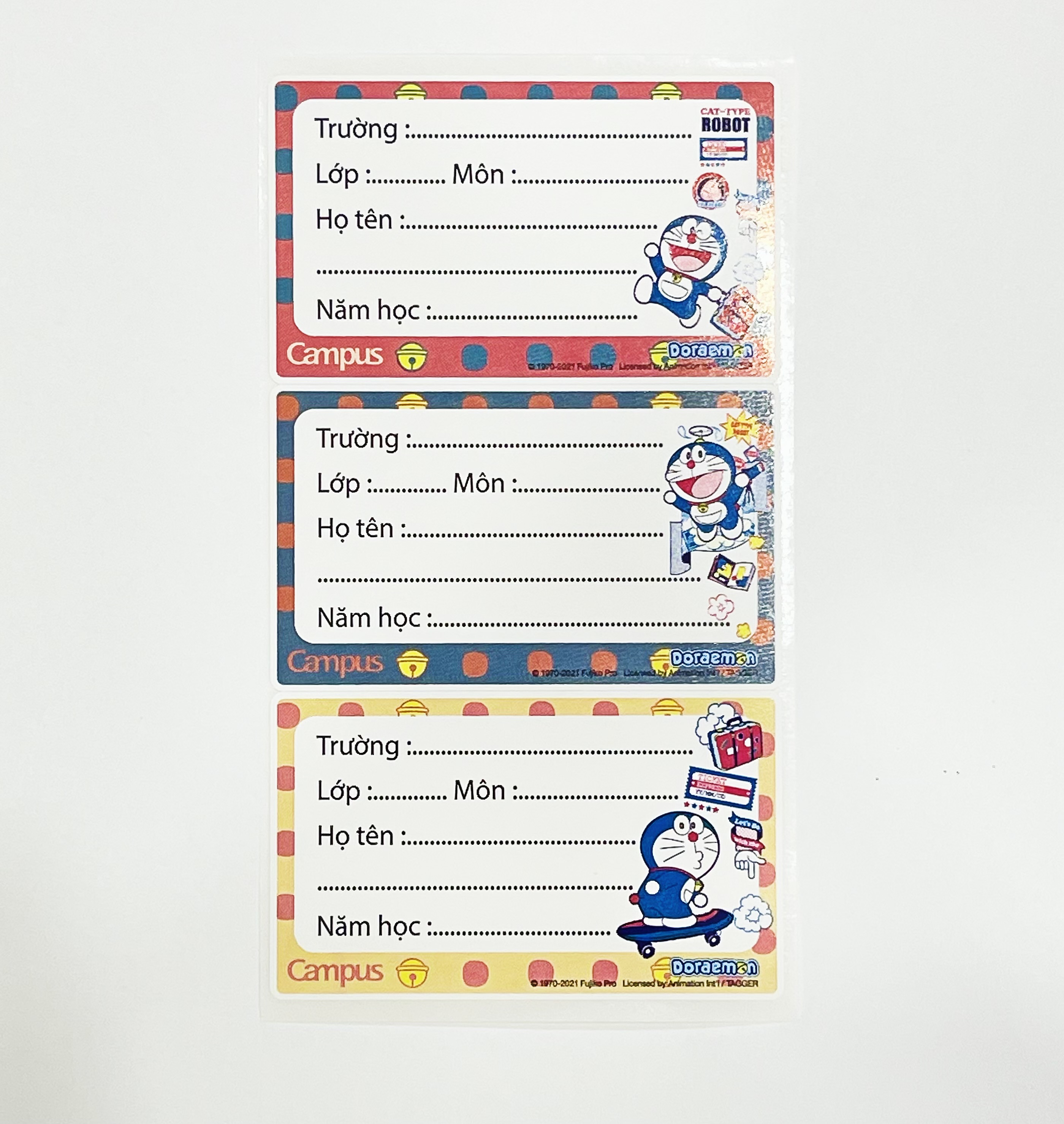 Nhãn vở -Nhãn tên Doraemon 1 xấp 10 tờNT-DOR-12-1