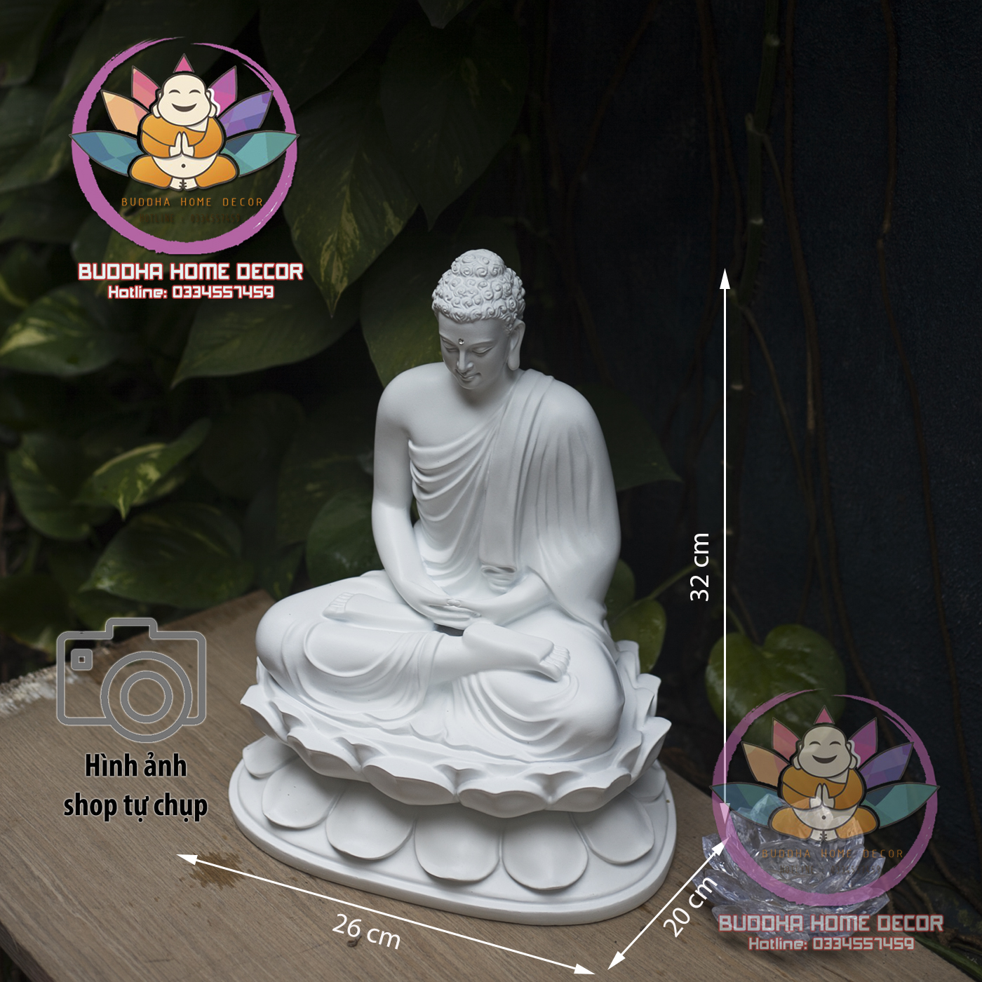 Tượng Phật Thích Ca Mâu Ni 32 cm , Chất Liệu Bột Đá Cao Cấp