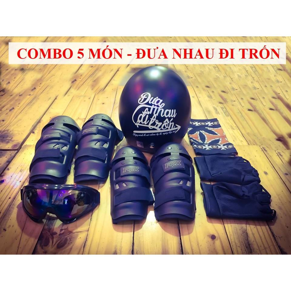 COMBO 5 MÓN - mũ 3/4 - ĐƯA NHAU ĐI TRỐN Nmah