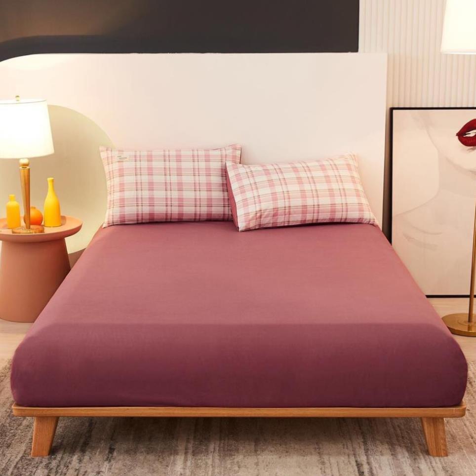 Bộ chăn ga gối Cotton TC Chăn ga gối sọc caro 4 món