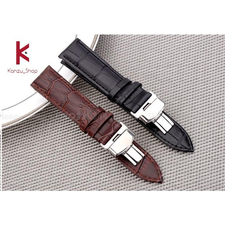 Dây Đồng Hồ Da Khóa Bướm Bạc - Dây Da Đồng Hồ 16mm 17mm 18mm 19mm 20mm 21mm 22mm