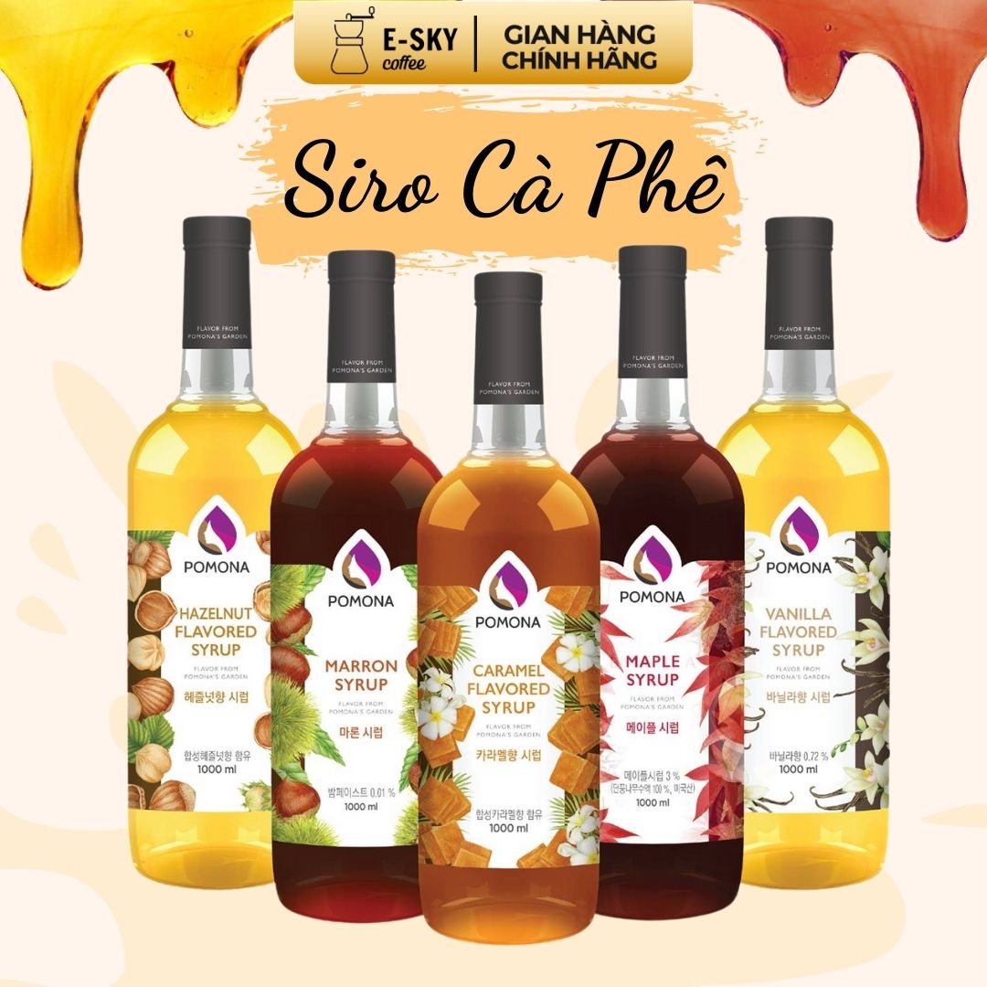 Siro Vani Pomona Vanilla Syrup Nguyên Liệu Pha Chế Hàn Quốc Chai Thủy Tinh 1 lít