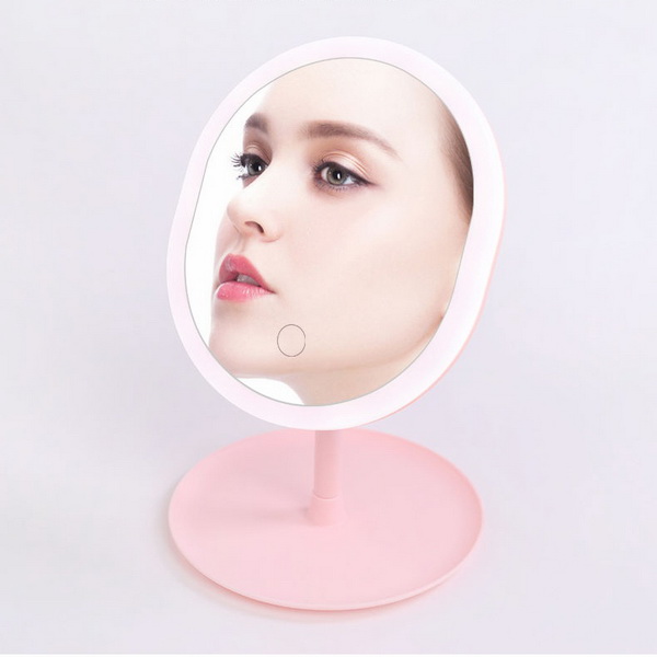 Gương trang điểm có đèn Led cảm ứng cao cấp V.2, dụng cụ hỗ trợ trang điểm tiện lợi cao cấp - Màu hồng