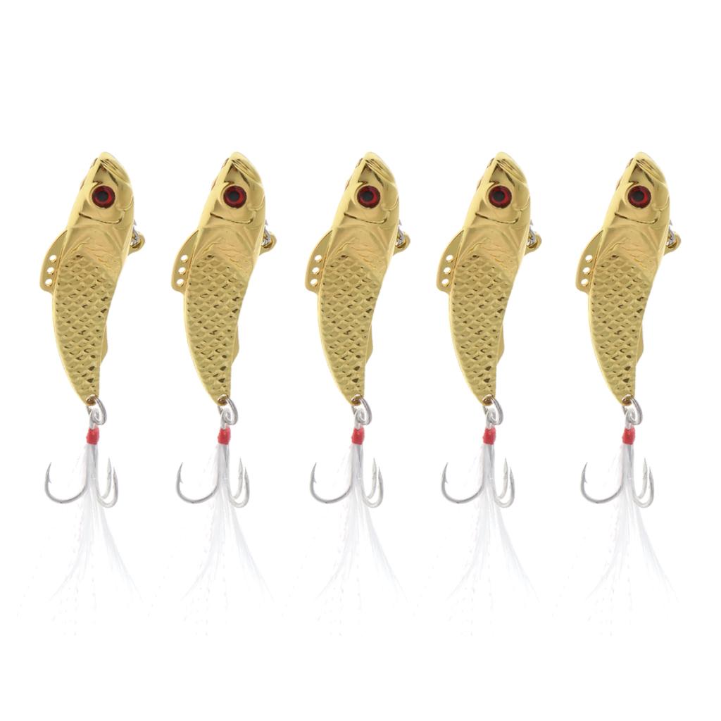 5pcs Sequin Spoon Fishing Lure Casting Jigging Bass Bait VIB Swimbait