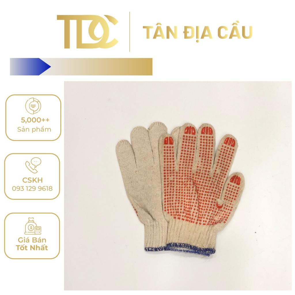 Găng Tay Vải Phủ Hạt Nhựa Cam - Tandiacau