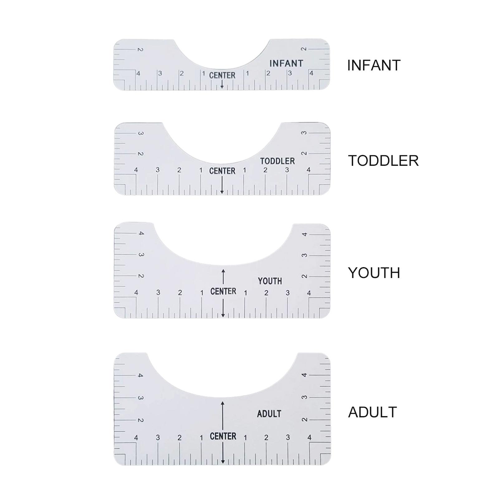 Set 4 Thước Đo May Mặc T-Shirt Kích Thước Người Lớn Pvc