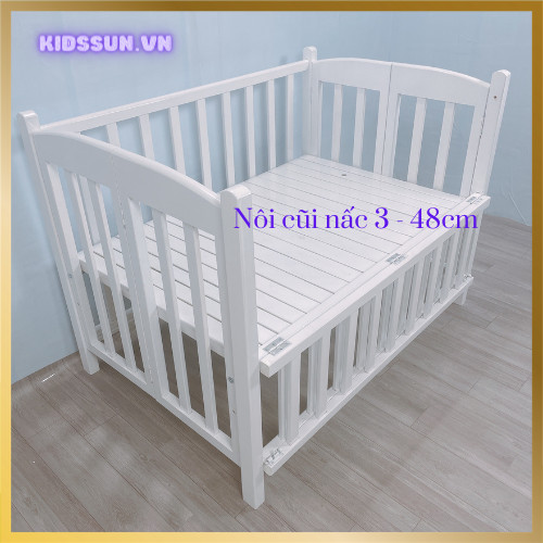 Giường Cũi  - Nôi Cũi Cho Bé Từ Sơ Sinh Đến 3-4 Tuổi - Chất Liệu Gỗ Quế Màu Trắng - Combo 5 Sản Phẩm 