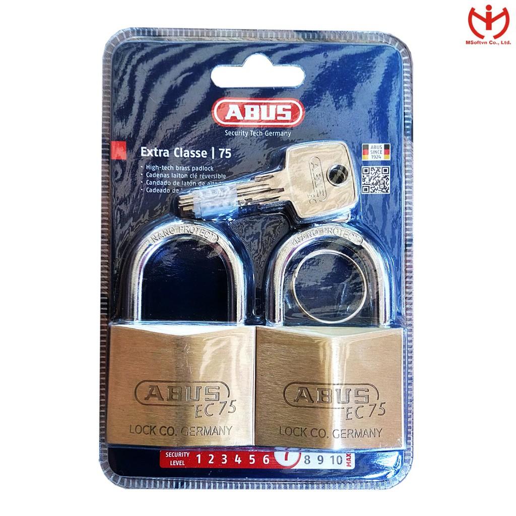 Bộ 2 ổ khóa ABUS 75/50 CT Thân Đồng 50mm dùng chung 5 chìa vi tính - MSOFT