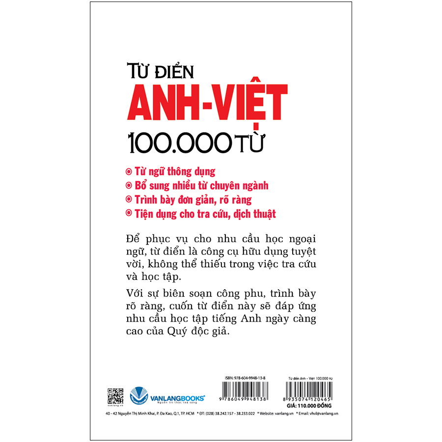 Từ Điển Anh - Việt 100.000 Từ (Tái Bản 2020)