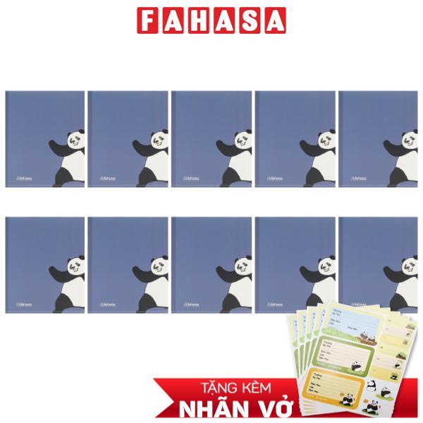 Combo 10 Tập Học Sinh Cute Panda - Miền Nam - 4 Ô Ly - 200 Trang 80gsm - Fahasa 03 - Tặng Nhãn Vở Kèm Sticker