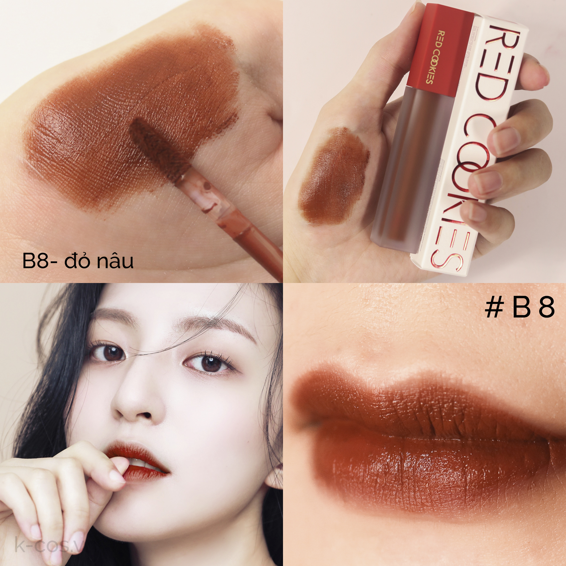 Son Lì Red Cookies Brownie Velcet Lip Hàn Quốc Màu B8 - Đỏ nâu (4gr )