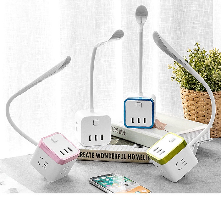 Ổ cắm đa năng hình khối Rubik Tích Hợp Đèn Ngủ Và Ổ Cắm USB