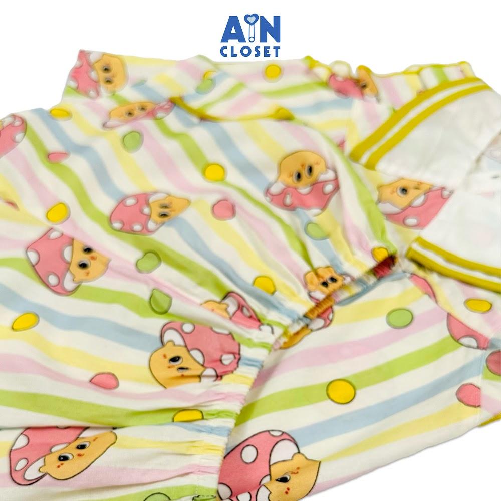 Bộ quần áo Ngắn bé gái họa tiết Bé Nấm Hồng Cotton - AICDBG7K67BV - AIN Closet