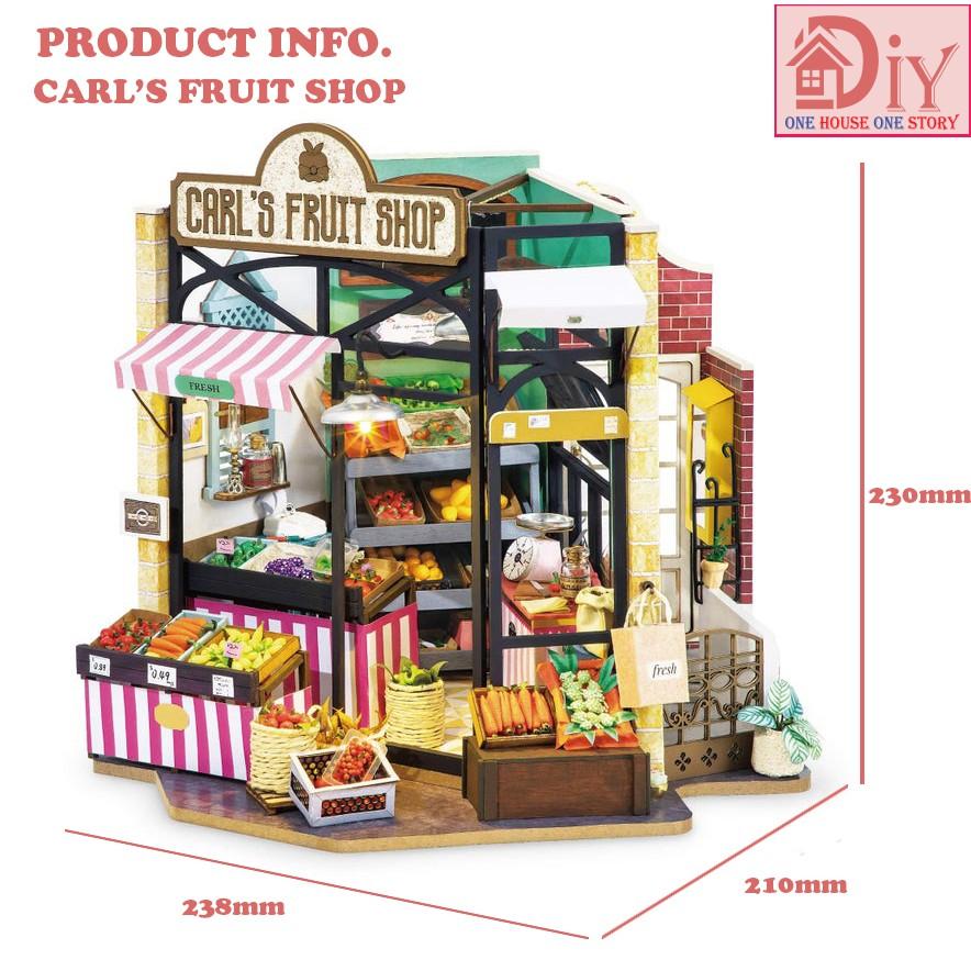 [Bản Quốc tế]Mô hình nhà búp bê lắp ráp bằng gỗ Dollhouse CARL'S FRUIT SHOP - mã DG142 (Kèm keo + nhíp)