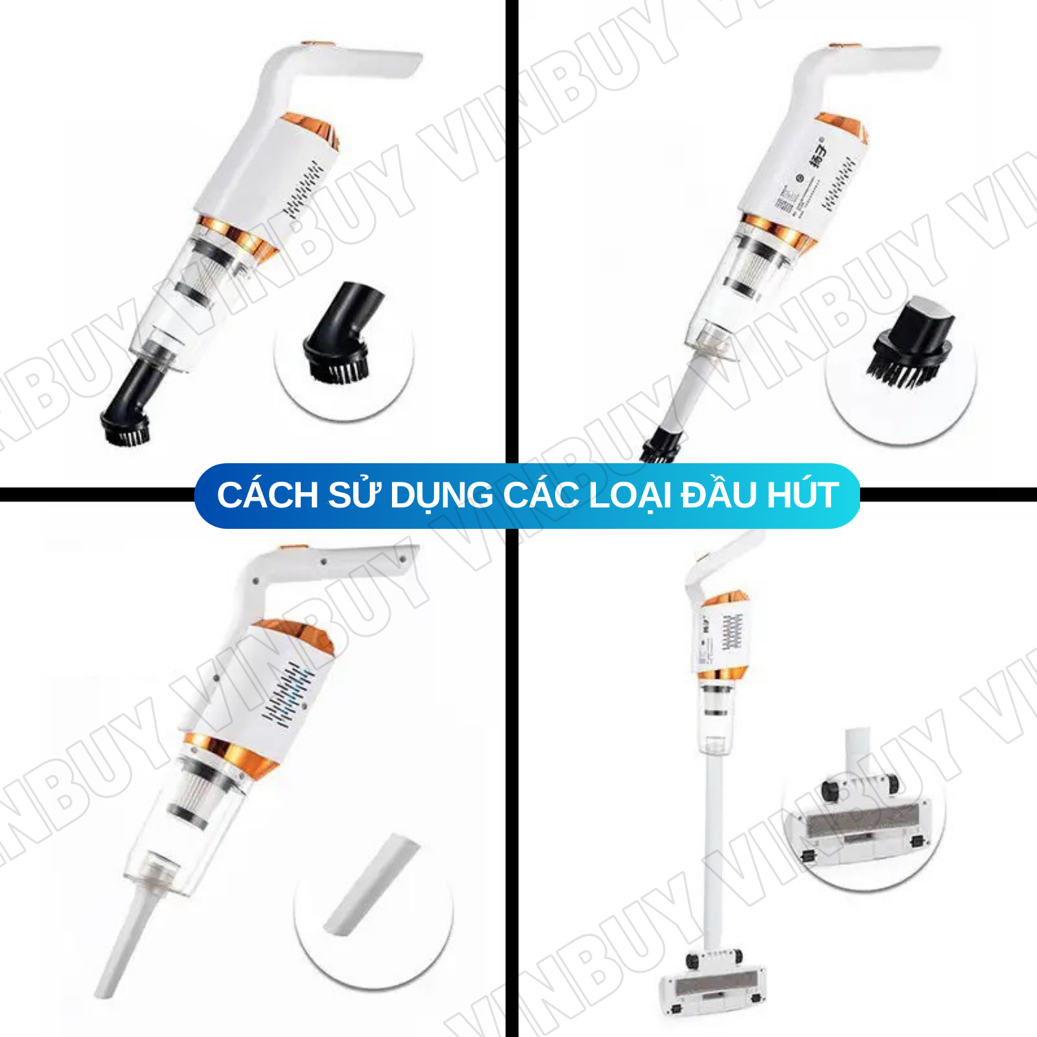 Máy hút bụi cầm tay không dây gia đình, oto, sử dụng pin sạc, vacuum cleaner đa năng, công suất siêu mạnh 18000PA - Hàng chính hãng - VinBuy