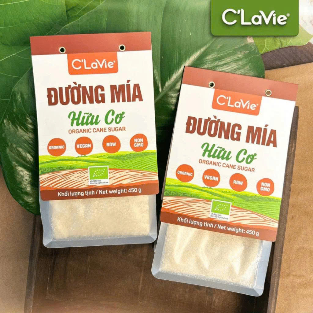 Đường Mía Hữu Cơ C'Lavie Túi 450g - Đường Tự Nhiên, Ngọt Thanh, Không Tẩy Trắng, Dùng Nấu Ăn, Làm Bánh, Pha Chế Đồ Uống Tốt Đối Với Sức Khỏe