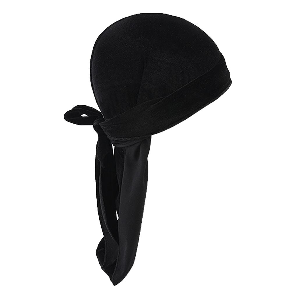 2 Pieces Women Mens Fashion Velvet Bandana Hat Durag Muslim Headwrap Beanie