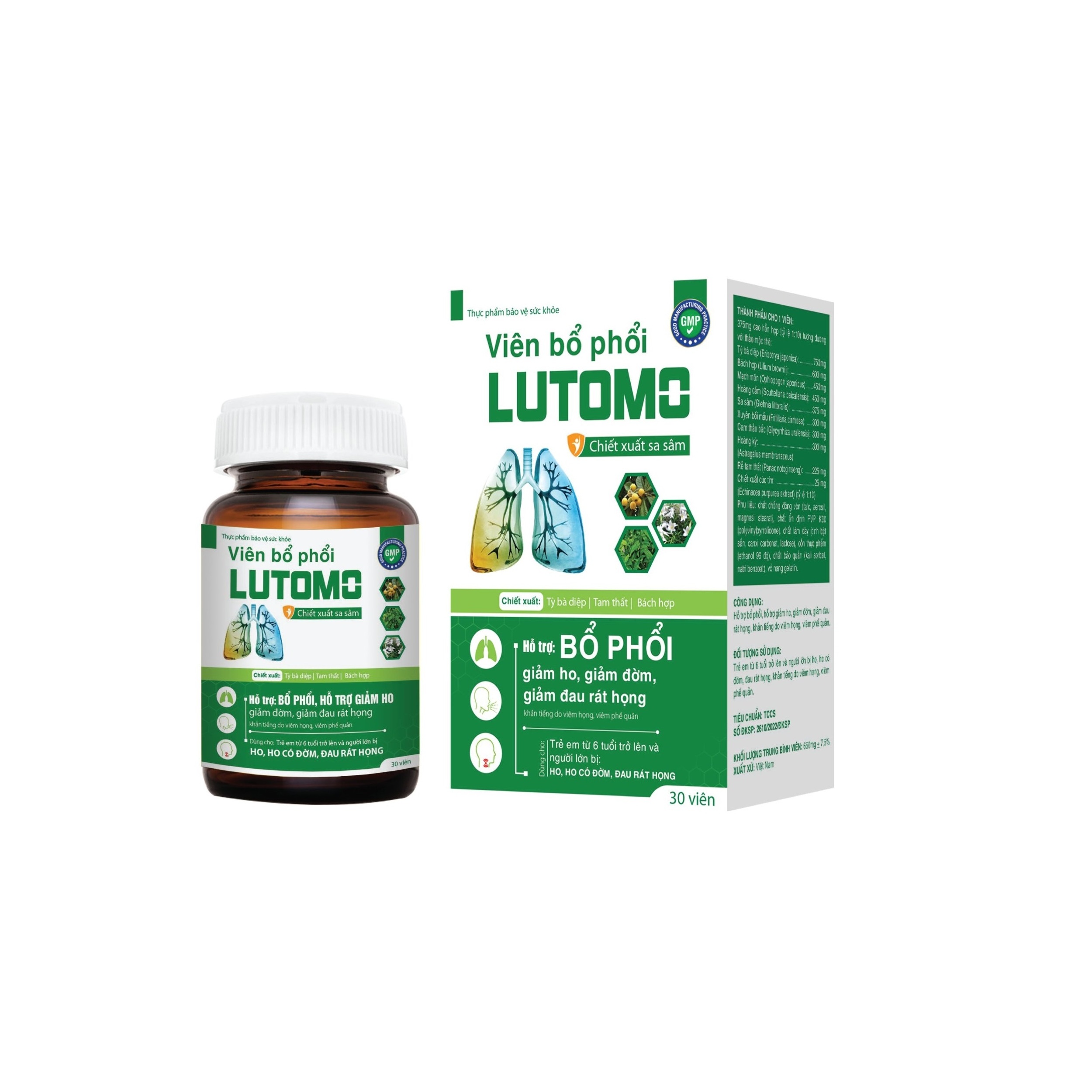 Viên Bổ Phổi Lumoto - Giúp Phổi Phục Hồi Sức Khỏe Trước Và Sau Covid – Giúp Phổi Khỏe Mạnh Tránh Bị Tổn Thương – Lọ 30 Viên