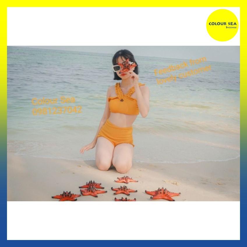 Bikini Vàng Cam 2 mảnh cạp cao (hàng quãng châu)