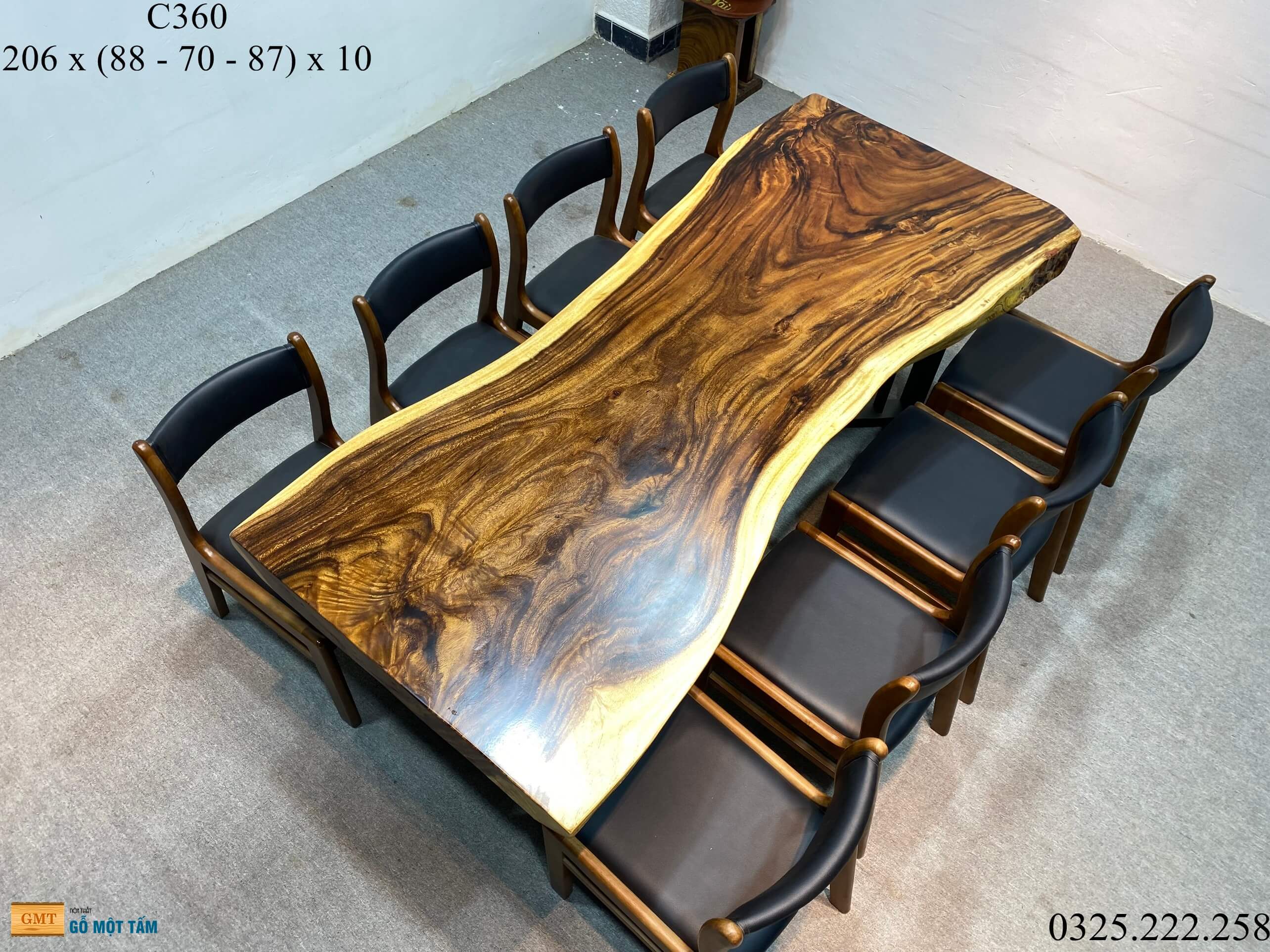 Bàn Làm Việc Gỗ Me Tây, Bàn Cafe Gỗ Me Tây, Bàn Gỗ Me Tây Nguyên Tấm Dài 2,06m Rộng 88cm Dày 10cm