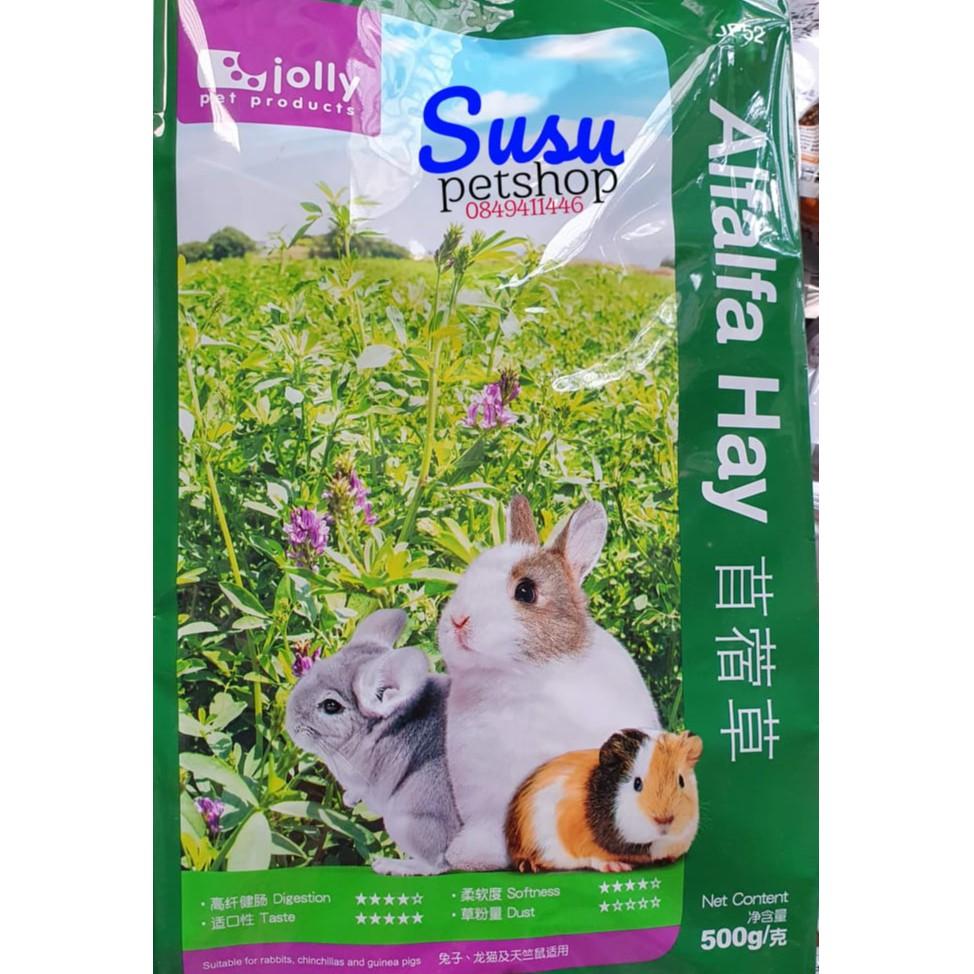 Cỏ Alfalfa nguyên cọng Thơm Ngon Jolly 500g cho Thỏ, Bọ - JP52