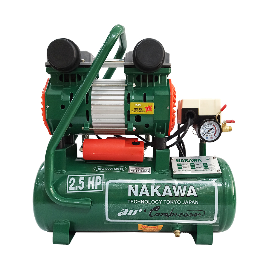 Hình ảnh Máy nén khí gia tốc NAKAWA NK25.20, Máy chạy không dầu, Công suất 2.5HP, Bình 20L, Lên hơi siêu nhanh, Hàng chính hãng