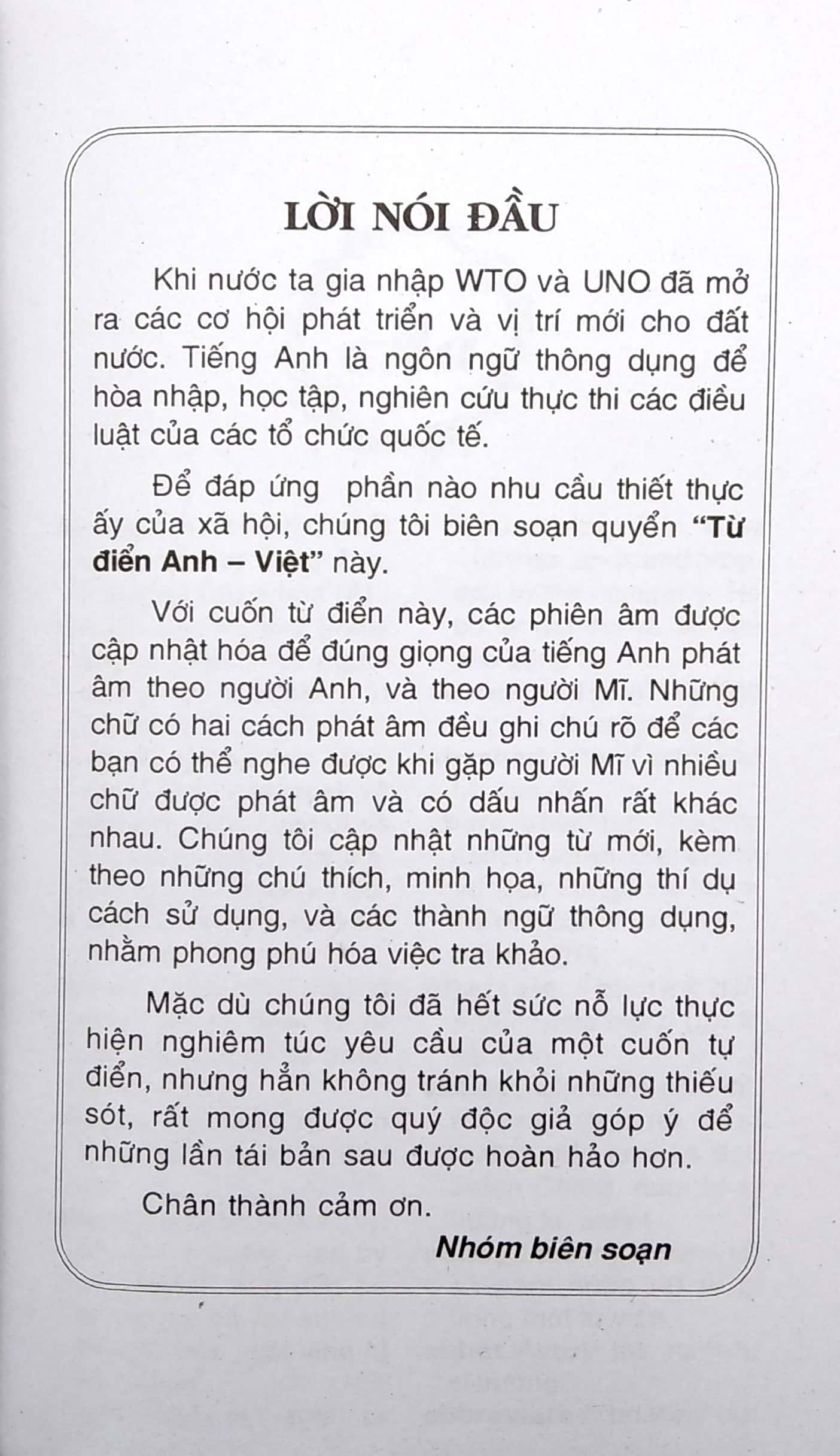 Từ Điển Anh - Việt Dành Cho Mọi Đối Tượng (85.000 Từ)