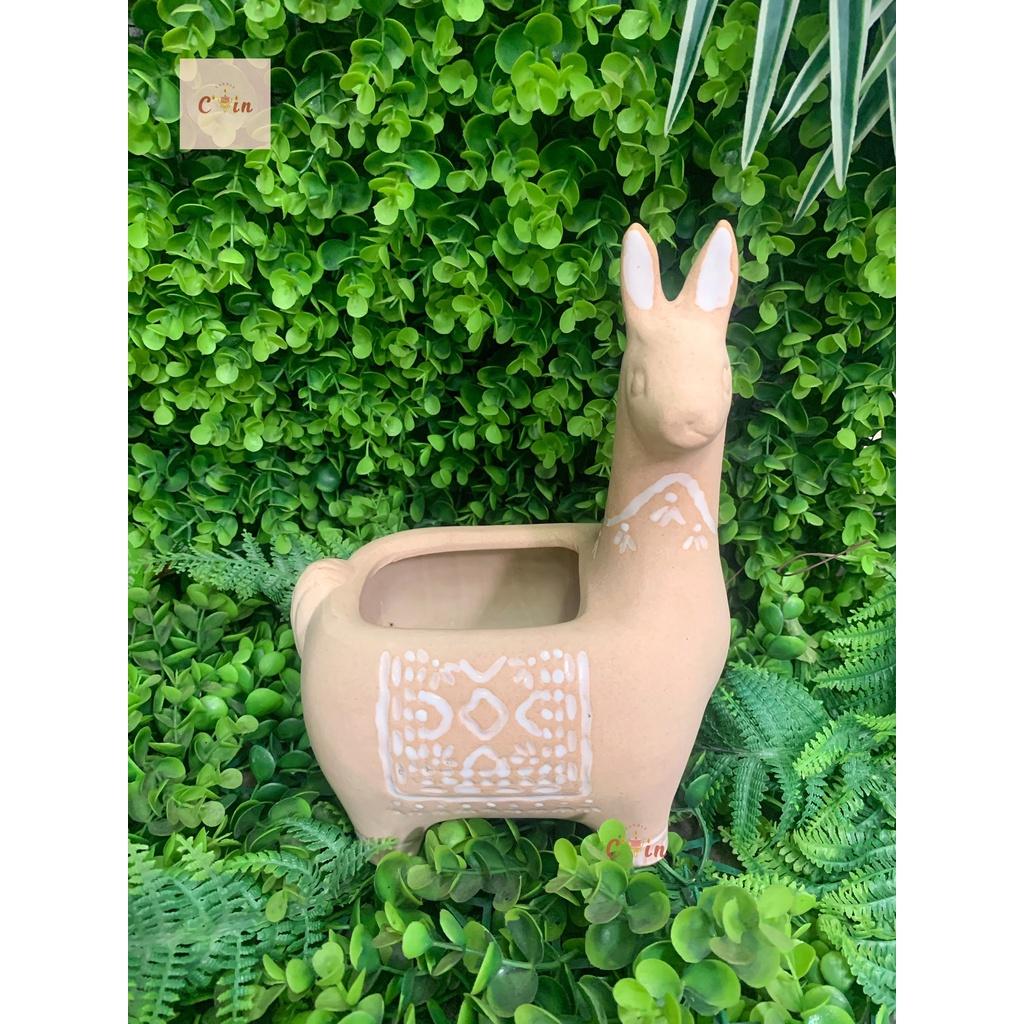 Chậu Hươu Cao Cổ, Lạc Đà, Nai dễ thương - Chậu trồng cây, trồng Sen Đá - Decor, trang trí sân vườn- Gốm Xuất Khẩu