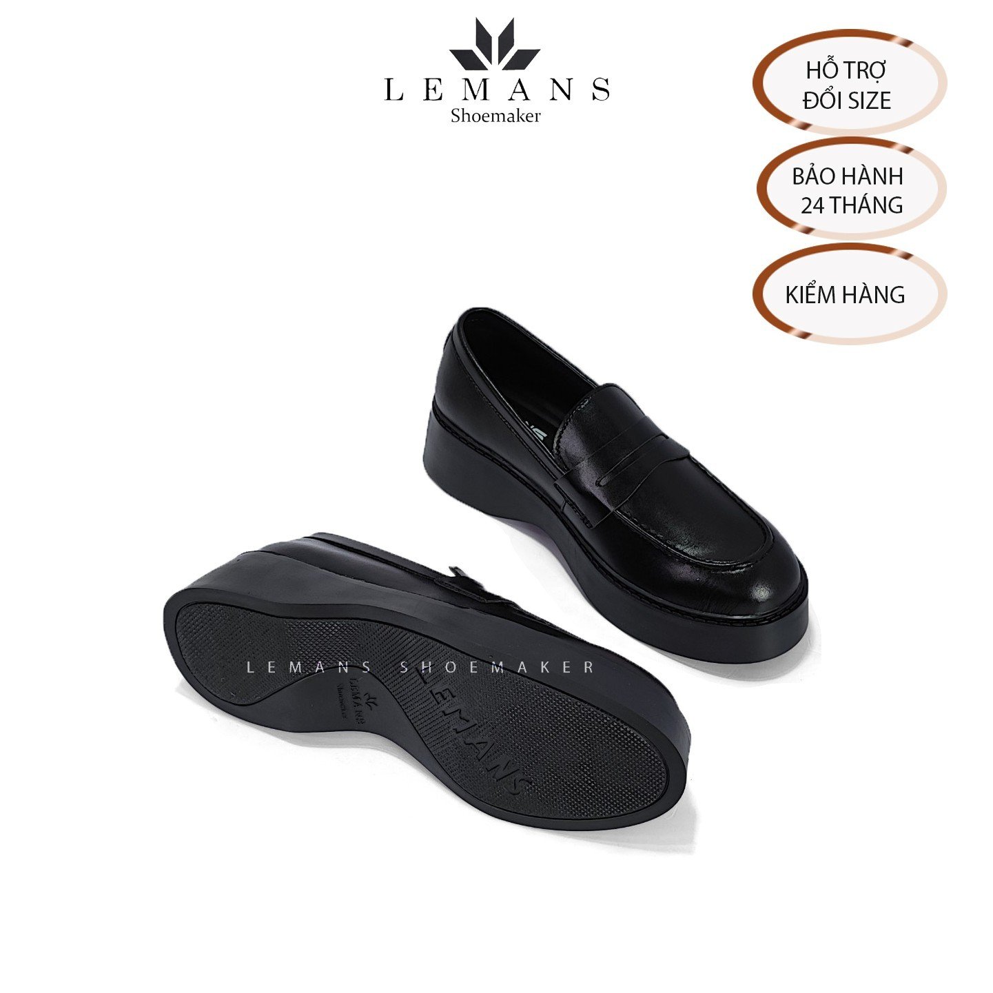 The Breakthrough Chunky PENNY LOAFER Lemans - BST độc quyền, đế cao 6cm Full cao su nguyên khối Da bò nguyên tấm BH 24T