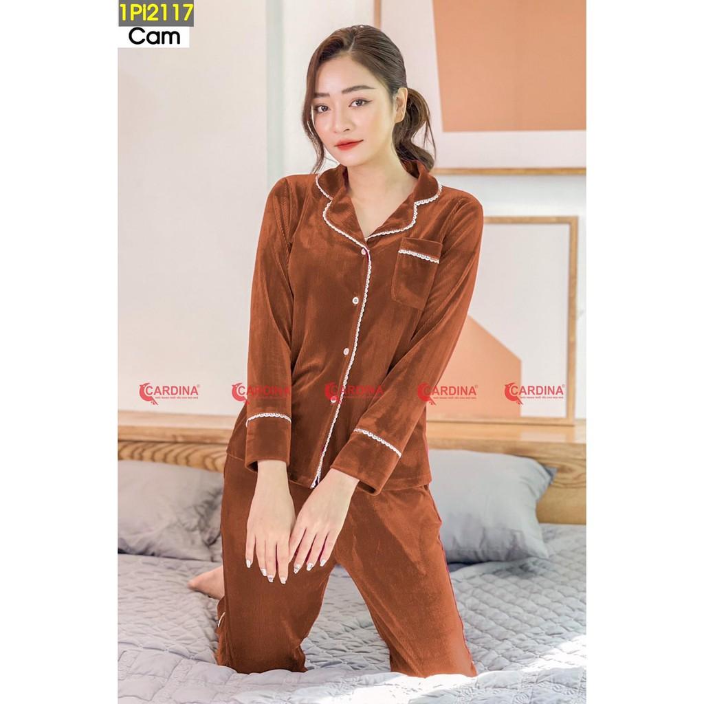 Đồ bộ, bộ pijama nữ vải nhung tăm cao cấp kiểu dáng thanh lịch sang trọng, màu sắc hiện đại