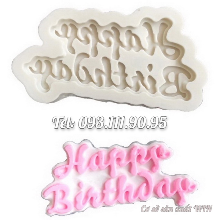 Khuôn silicon làm rau câu, socola Happy Birthday - Mã số 1107