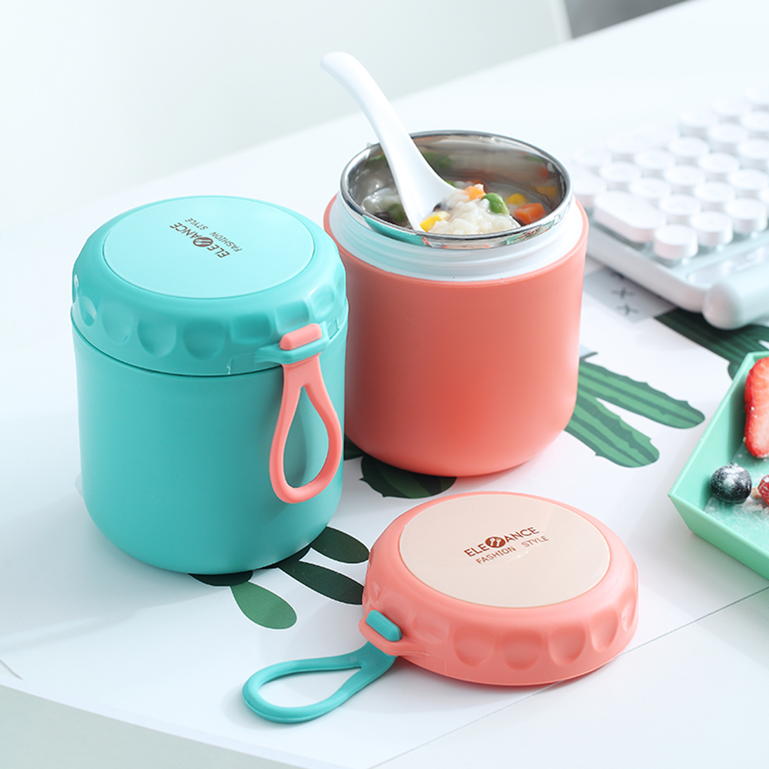 Cốc Đựng Canh Giữ Nhiệt Lõi Inox 304 Dung Tích 400ml Thích Hợp Đựng Soup, Cháo Chống Tràn Dễ Dàng Mang Đi