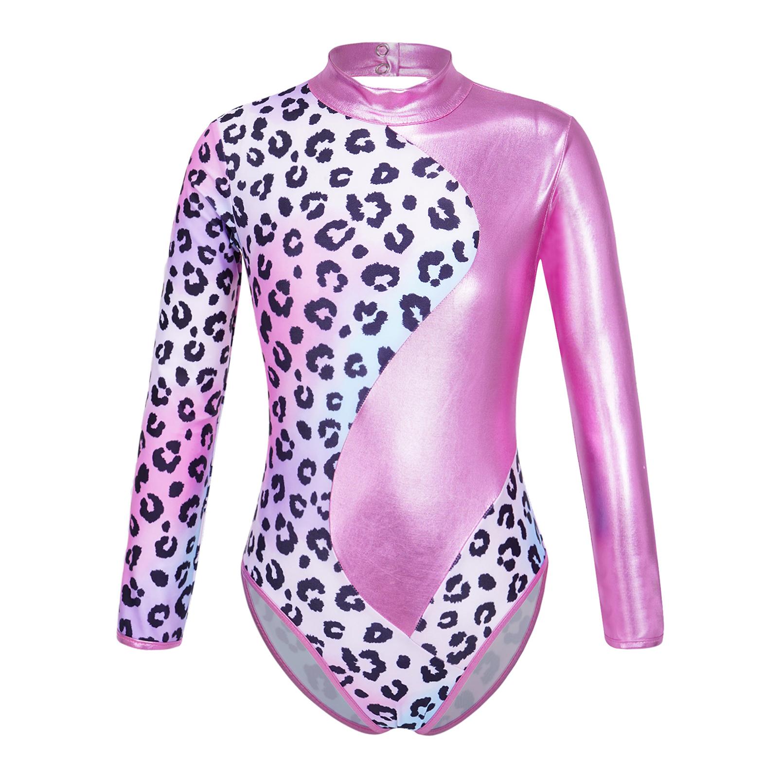 Trẻ em gái in kim loại thể dục kim loại Leotard Back Cutout Tutu múa ba lê múa ba lê Color: Pink Size: 12