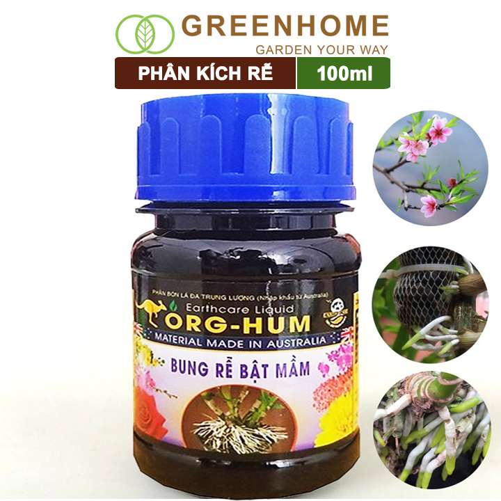 Phân bón lá kích rễ Org Hum, chai 100ml, dưỡng rễ, kích thích ra rễ, kích chồi, nảy mầm, bổ sung dinh dưỡng |Greenhome