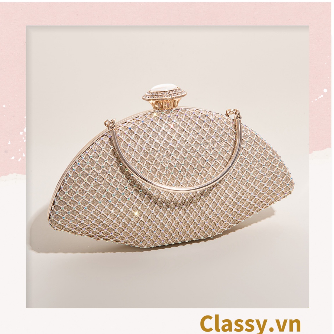 Clutch Classy cầm tay, đeo chéo hình cánh quạt xòe 23x6x12.5cm, nhiều màu thời thượng T1193