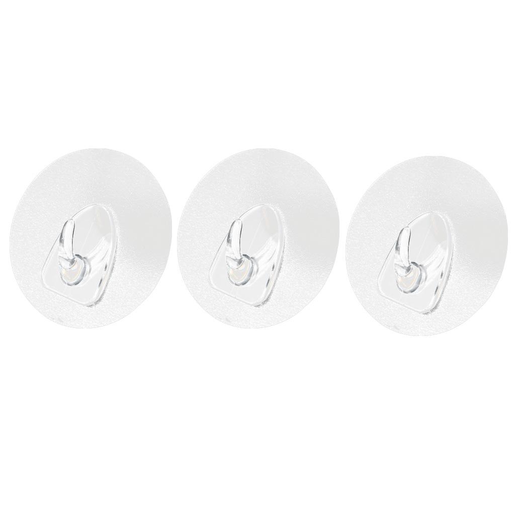 3x Self Adhesive Utility Hooks Wall Hook Traceless Sticky Clothes Towel Hanger, Clear