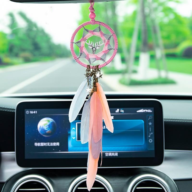 Dây Treo Trang Trí Gương Chiếu Hậu Oto Dreamcatcher Lông Vũ Handmade Sang Trọng