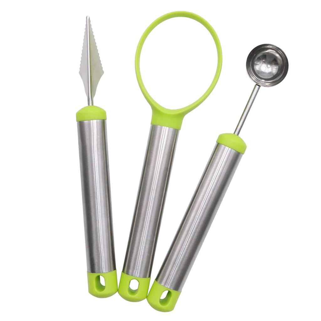 3 Piece Set Stainless Steel Melon Baller Carving Tool Fruit