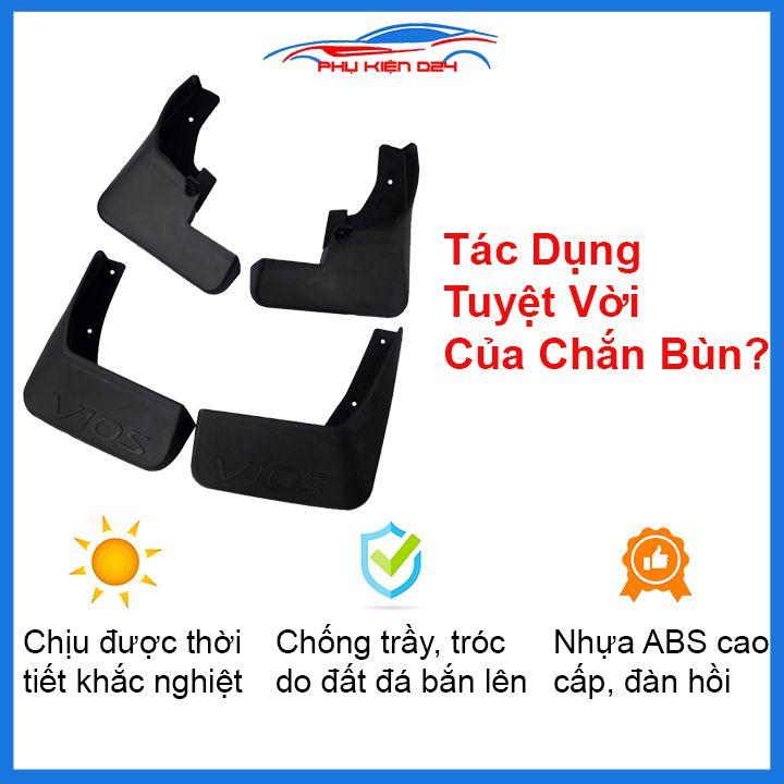 Bộ 4 chắn bùn chuẩn cho xe Vios 2014-2015-2016-2017-2018 (kèm bộ ốc)